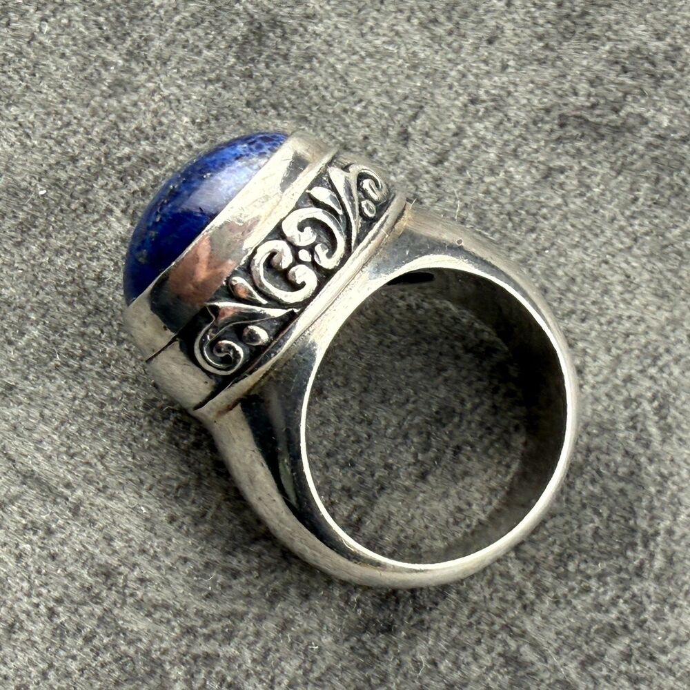 925 Silver Round Blue Lapis Lazuli Dome Ring EXEX by Claudia Agudelo Size 7 VTG